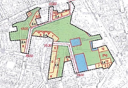 Extracto da ficha da urbanización do parque prevista para 2010, destinábanse 14.000 m² a espazos libres