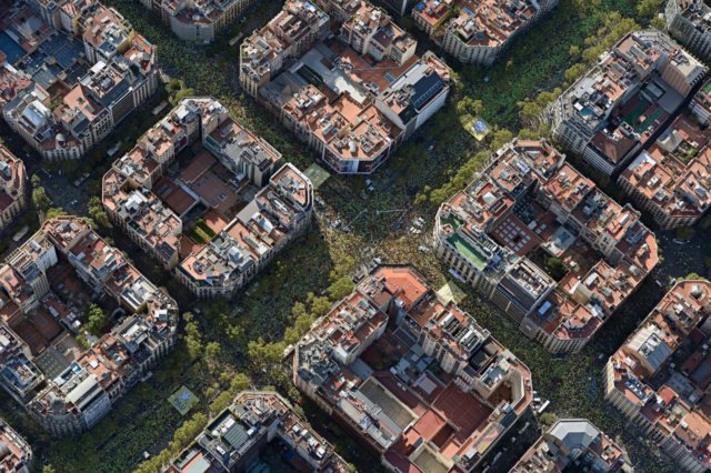 Vista aérea da manifestación da Diada 2017 en Barcelona. Foto: Assemblea Nacional Catalana